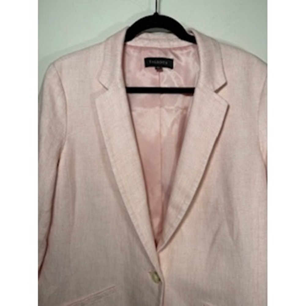 TALBOTS Blazer 16 Pink Linen Cotton Single Button Coastal Professional Jacket - Picture 2 of 8